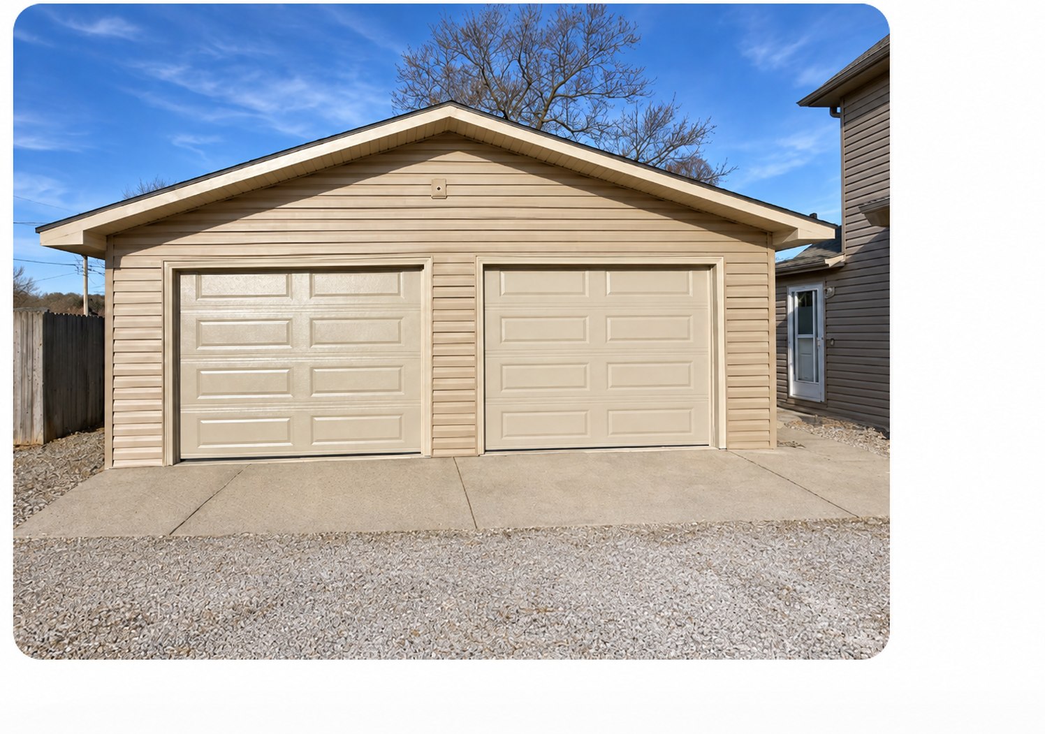 Garage exterior after